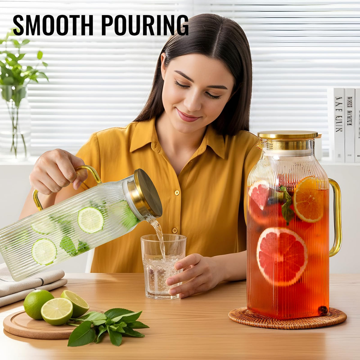 Snuvid dishwasher-safe glass pitcher simplifies cleanup after gatherings.
