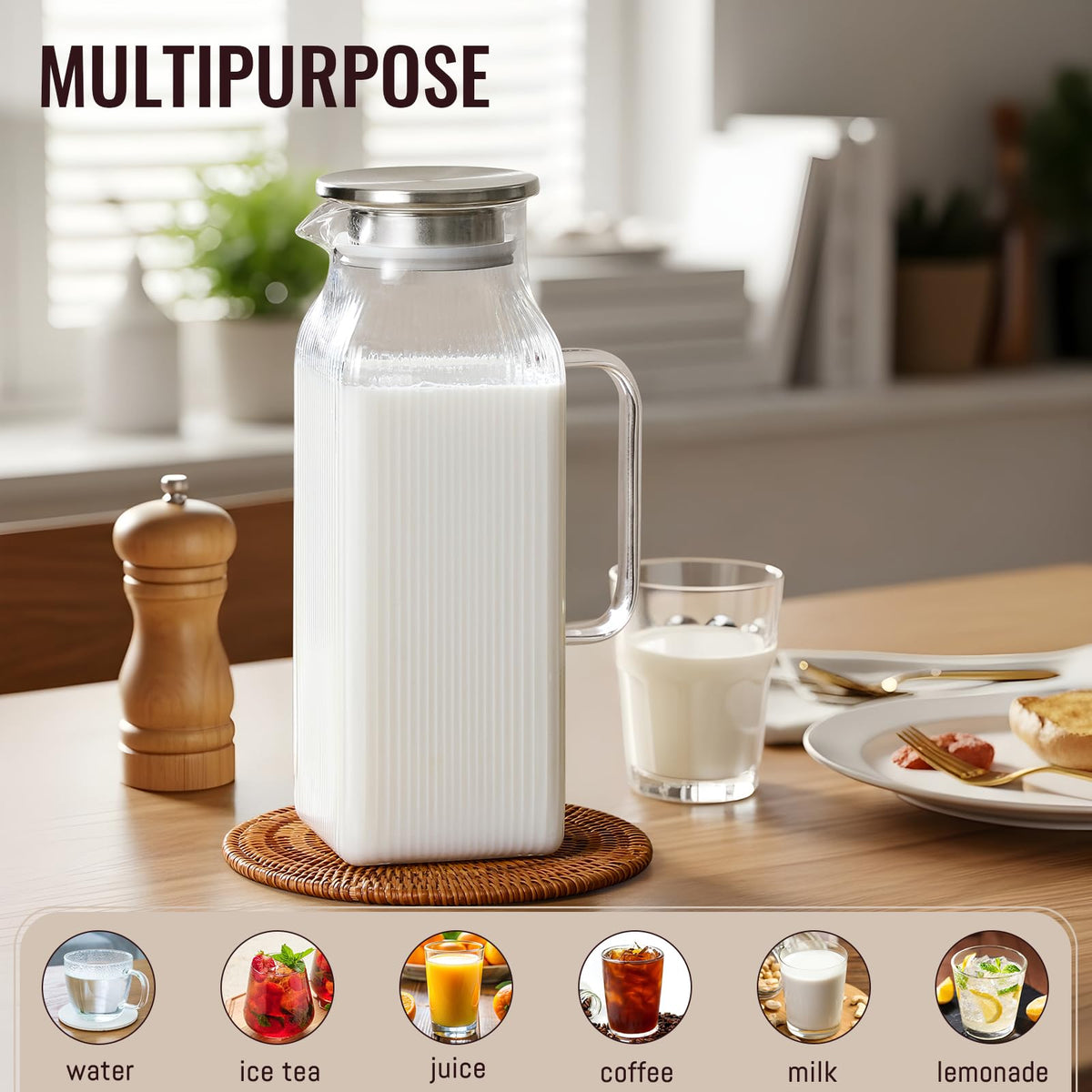 Snuvid dual-pour lid enables tea straining and smooth pouring.
