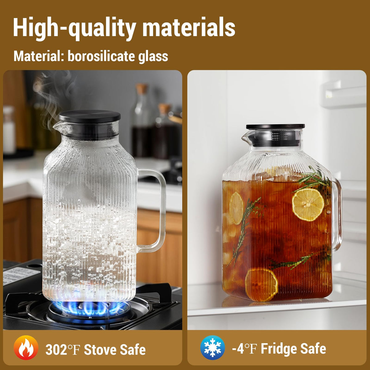 Snuvid extra-large pitcher with handle for easy pouring