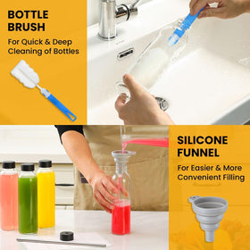 Snuvid 18oz glass bottle exterior highlights slim portable design.