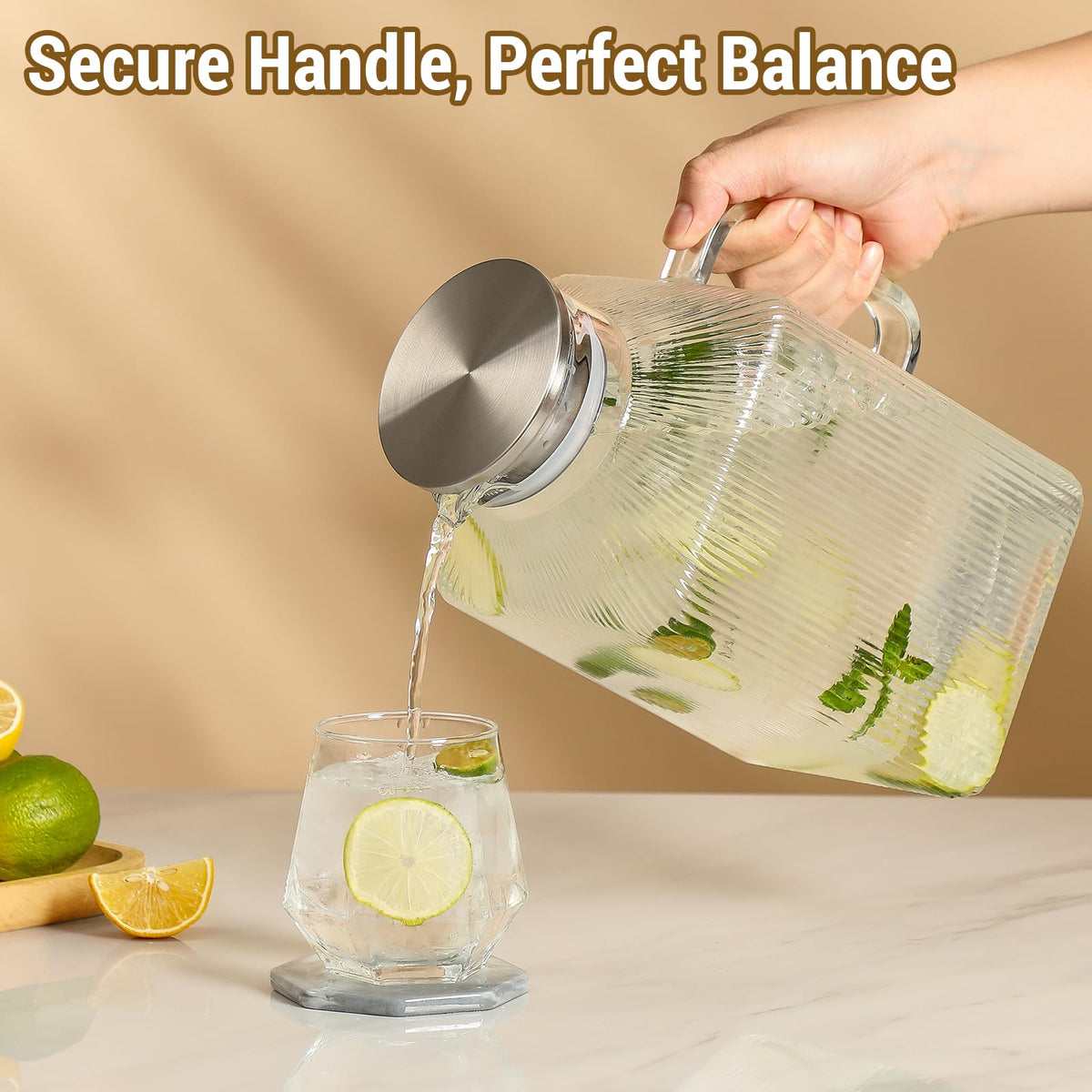 Snuvid large-capacity pitcher is perfect for iced tea, coffee, juice, or soda.