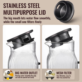 Snuvid 68 oz capacity ideal for iced tea, coffee, and juices.