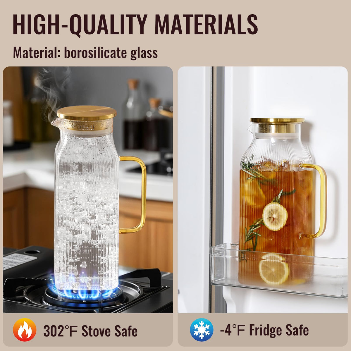 Snuvid 68 oz capacity pitcher ideal for iced tea, coffee, or juice gatherings.