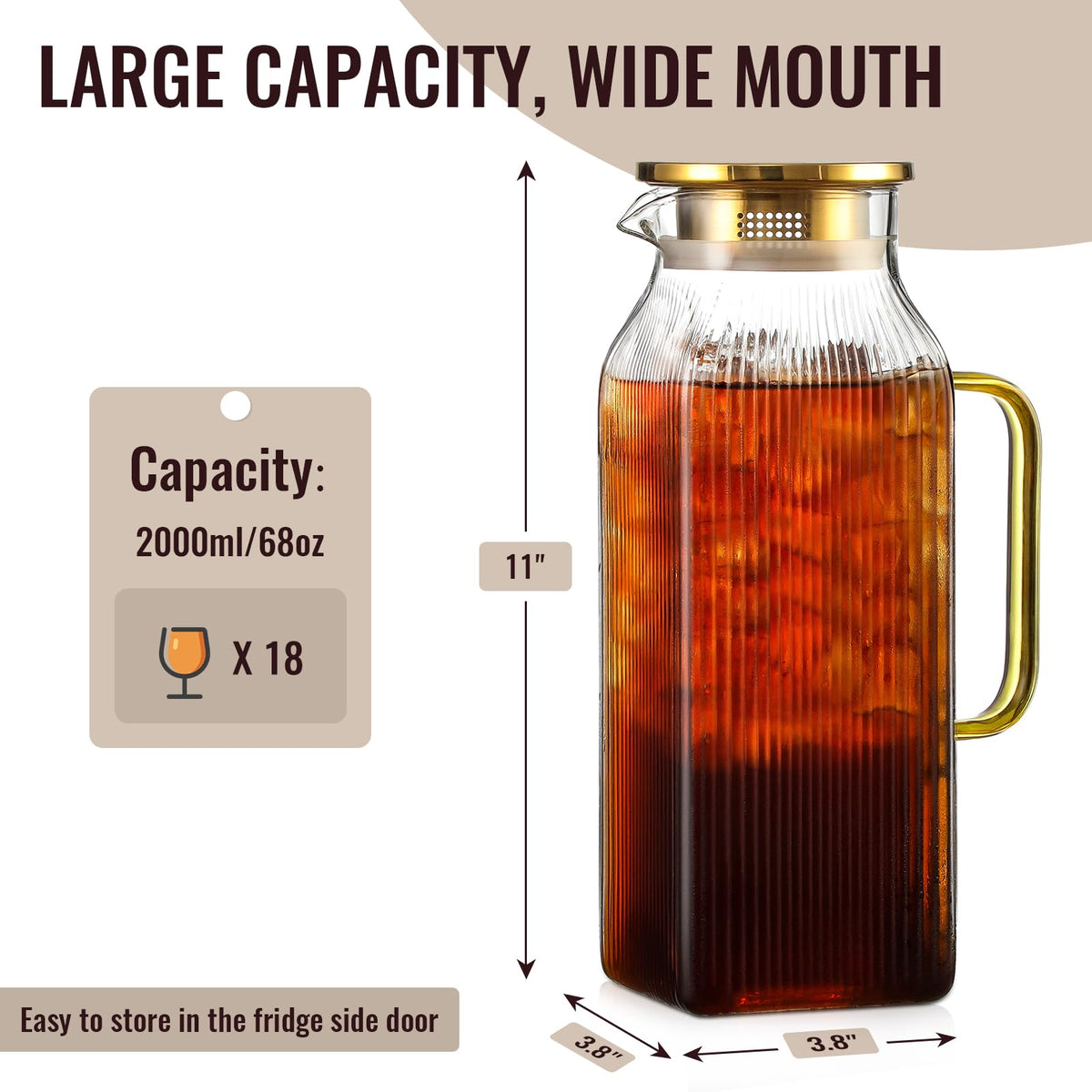 Snuvid borosilicate glass pitcher showcases clarity and temperature resilience for hot or cold drinks.