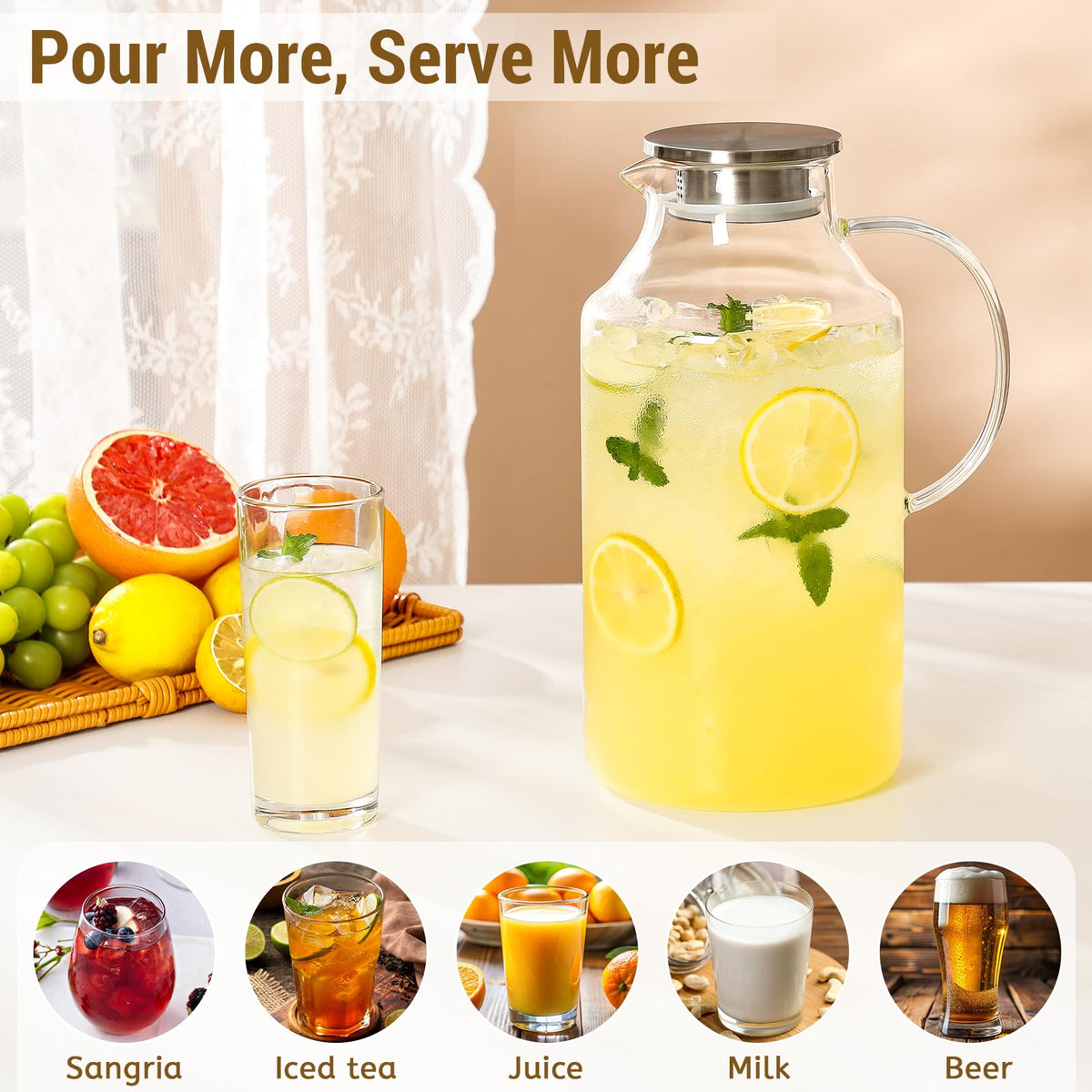Snuvid pitcher dual-pour lid enables infused beverages and smooth pours