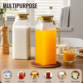 Snuvid pitcher with dual pour lid enabling fine-mesh straining or wide pouring.