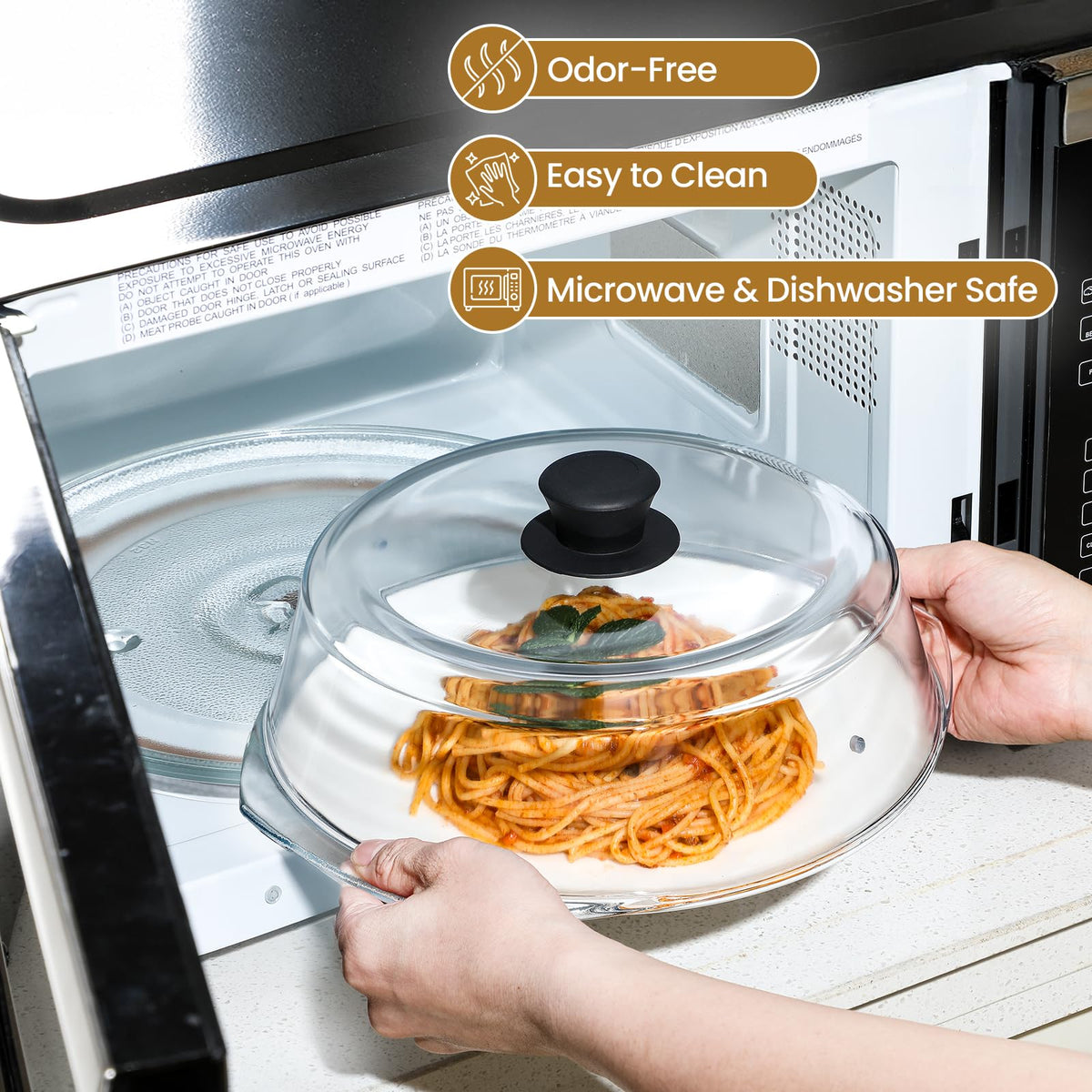 Snuvid serving dome protects food and elevates table presentation.