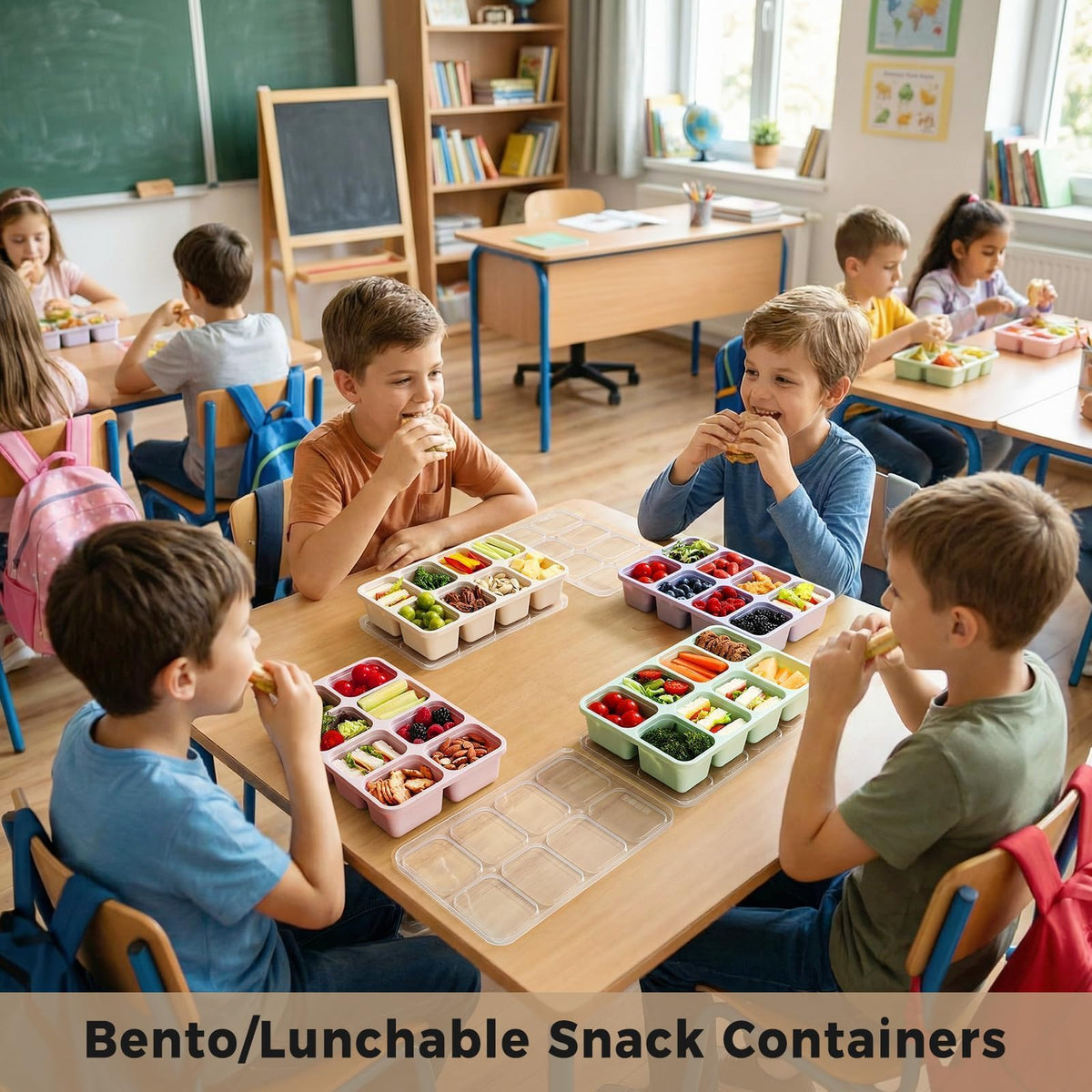 Snuvid Snackle Box stackable in fridge to save space.