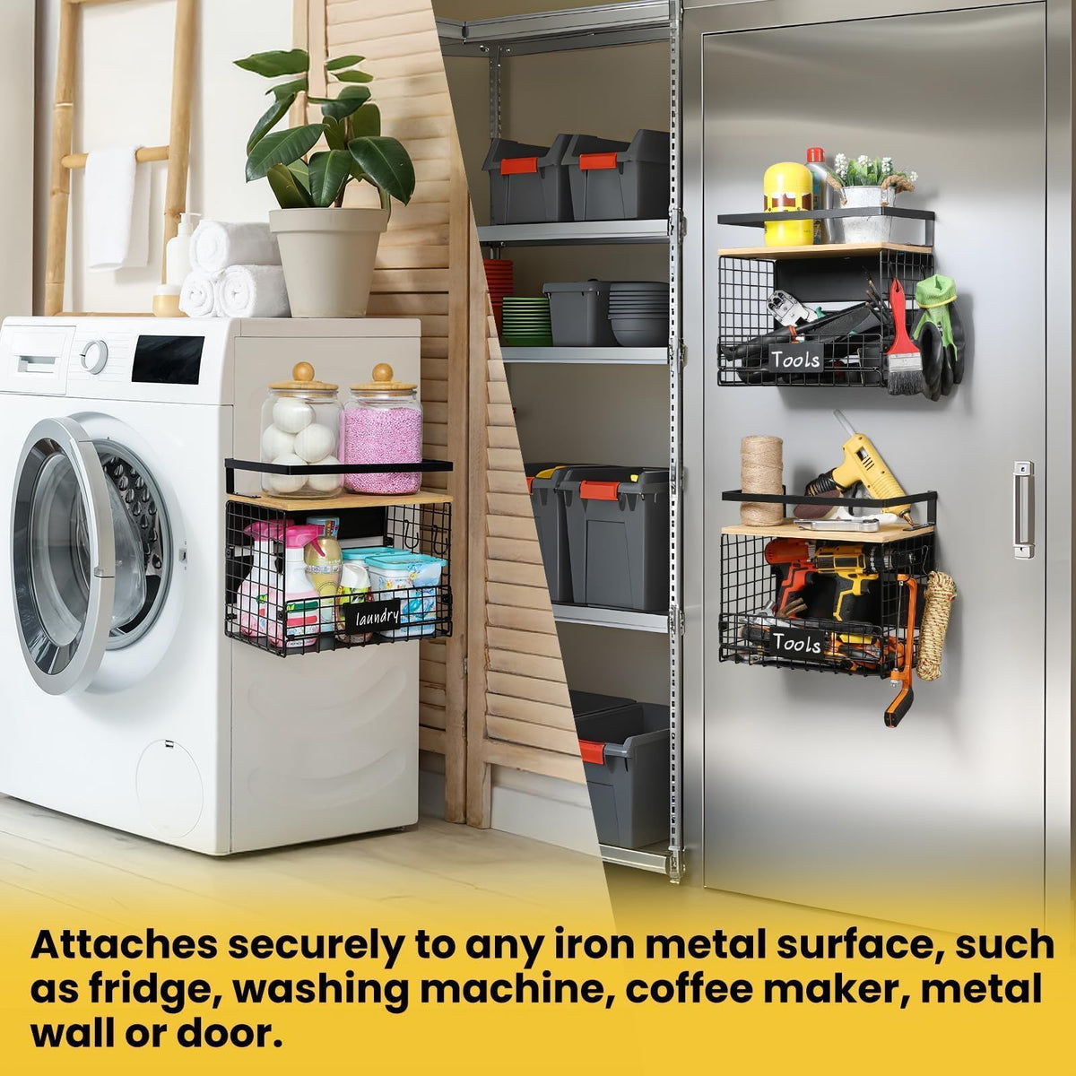 Snuvid Wider Shelf Basket adapts to multiple spaces for pantry organization.