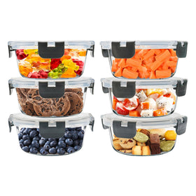 SOACOAKO 6Pack 13oz glass meal prep containers with clear glass for easy content identification.
