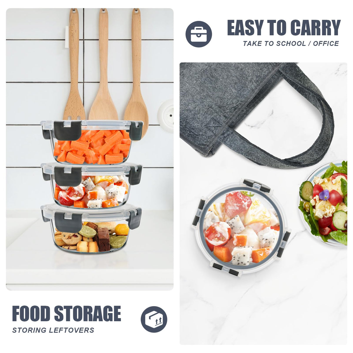SOACOAKO freezer-safe containers preserve freshness from freezer to plate.