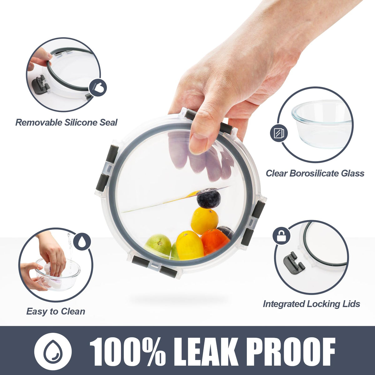 SOACOAKO borosilicate glass withstands reheating in microwave or oven for flexible meal prep.