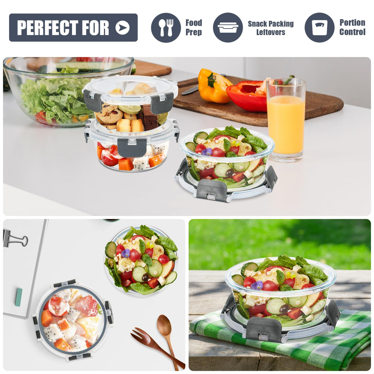 SOACOAKO stackable design saves space in cabinets and lunch bags.