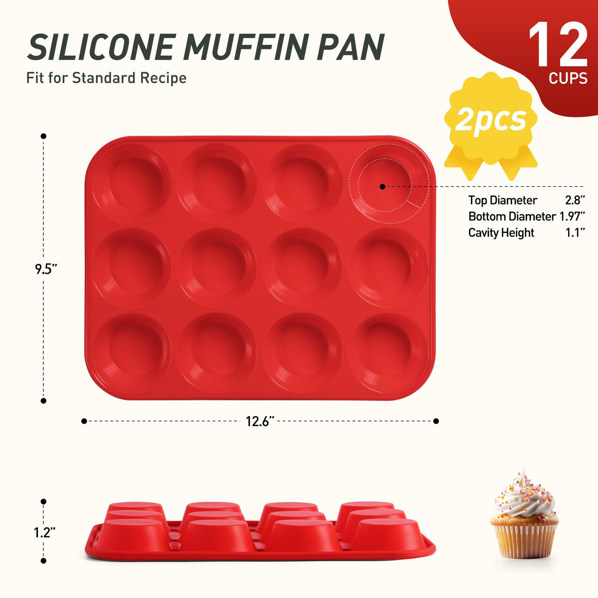 Socisen 12-cup regular-size muffin pan layout for batch baking.