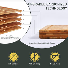 Socisen bamboo cutting board hand-sanded finish with mineral oil for longevity.