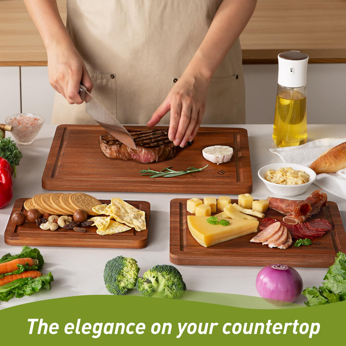 Socisen smooth knife-friendly surface minimizes dulling during use
