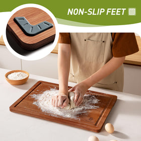 Socisen bamboo cutting board set medium 11x8-5 with handles for mid-size meals