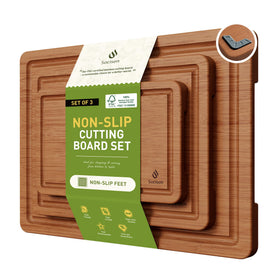 Socisen bamboo cutting board set small 9x6 with handles for versatile prep