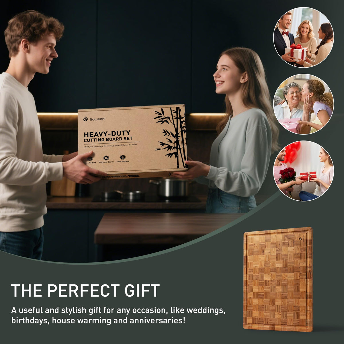 Socisen versatile board for vegetables, meat, and fruits
