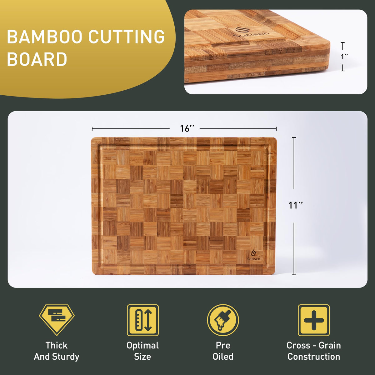 Socisen knife-safe surface is ultra-smooth and flat to protect blades.