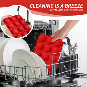 Socisen dishwasher-safe muffin pan for quick cleanup.