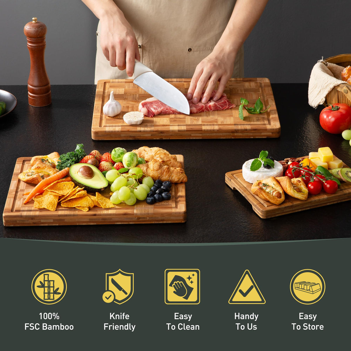 Socisen mineral oil finish protects board and keeps surfaces food-safe