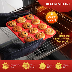 Socisen oven-safe up to 446°F silicone muffin pan for versatile recipes.