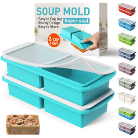 Socisen silicone freezer tray with lid for compact, organized meals.