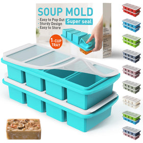 Socisen silicone freezer tray with lid shows durable clear seal for odors