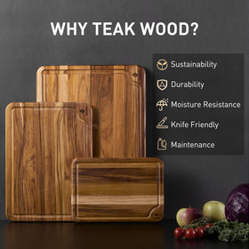 Socisen teak cutting board 13-inch for medium prep tasks with smooth glide.