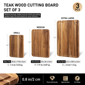 Socisen teak cutting board 17-inch for large batches and carving meats.
