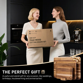 Socisen teak board ideal for slicing meats and dicing vegetables.