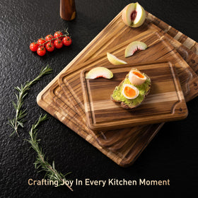 Gift-ready Socisen teak board set for housewarming or hostess gifts
