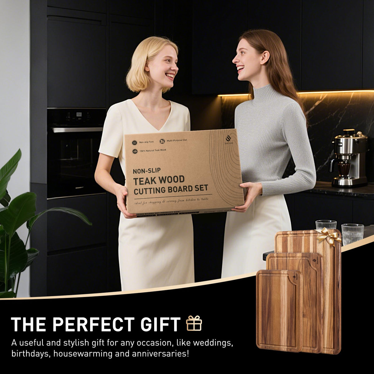 Natural teak with no plastics or finishes ensures a pure wood prep surface.
