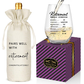 Socive retirement wine glass with 15 oz capacity for memorable toasts