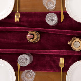 Socomi Burgundy Red Velvet used for festive occasions and home decor.
