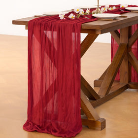 Socomi table runner draped over an outdoor baby shower table for ambiance.