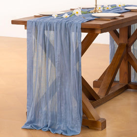 Socomi gauze table runner closeup shows soft texture and natural hand-dyed color.