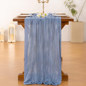 Socomi dusty blue runner as baby shower centerpiece with soft rustic texture