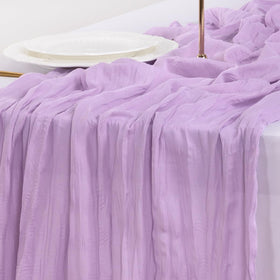 Socomi lavender cheesecloth runner at a baby shower table setting