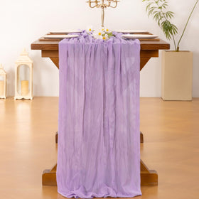 Socomi lilac lavender runner enhances long-table setups with flowing texture