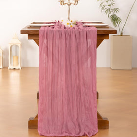 Socomi mauve cheesecloth runner styled in a wedding setup for romantic ambience.