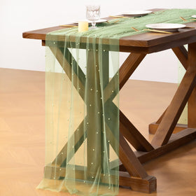 Socomi Pearl Table Runner sage green on dining table setup for versatile decor