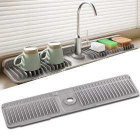 SOCORIA faucet mat 24-inch length behind faucet keeps the sink dry and tidy.