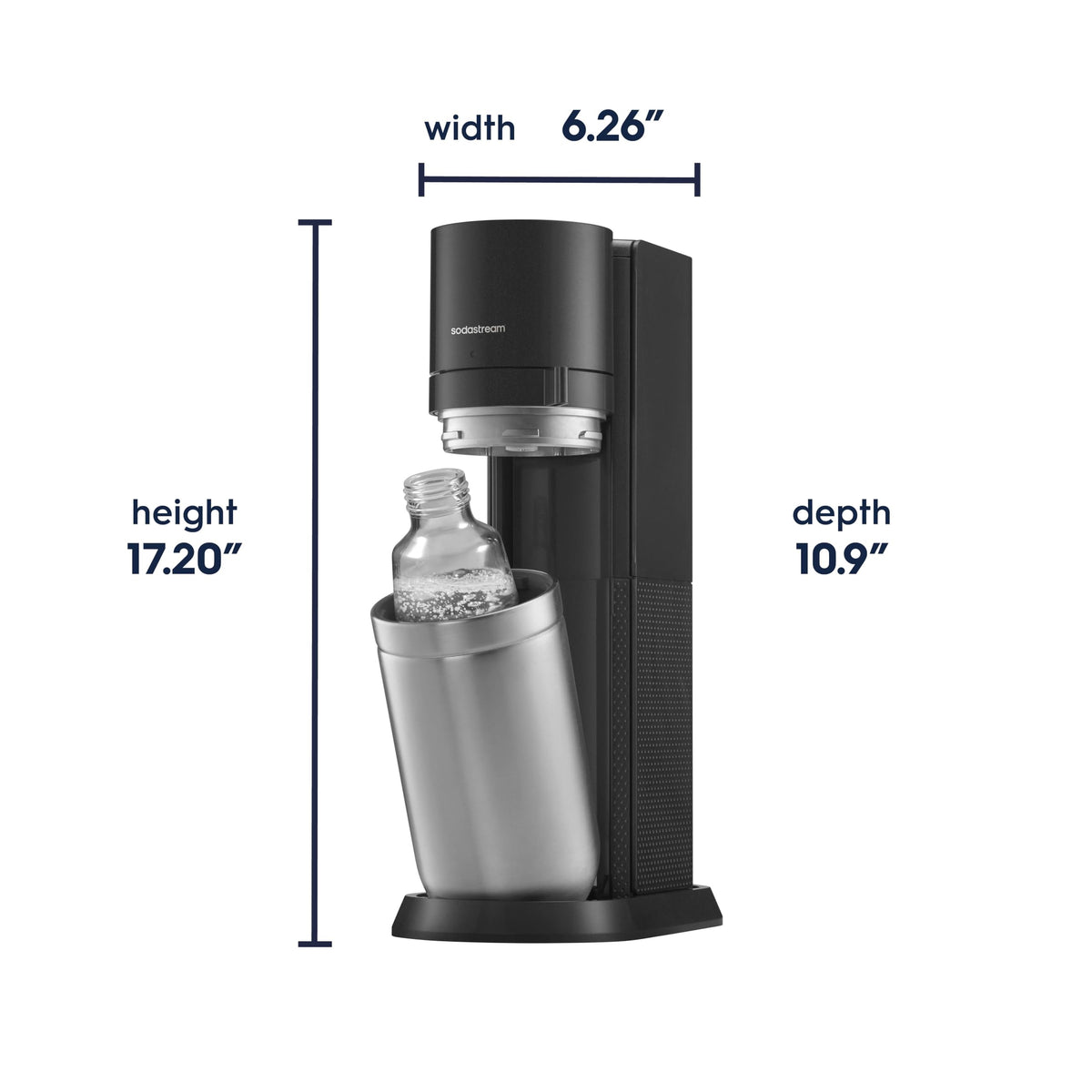 SodaStream 1L BPA-free reusable bottle highlights dishwasher safe convenience