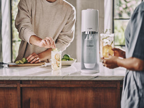 Sodastream 1L black twin pack cap emphasizes hermetic seal for fizz retention