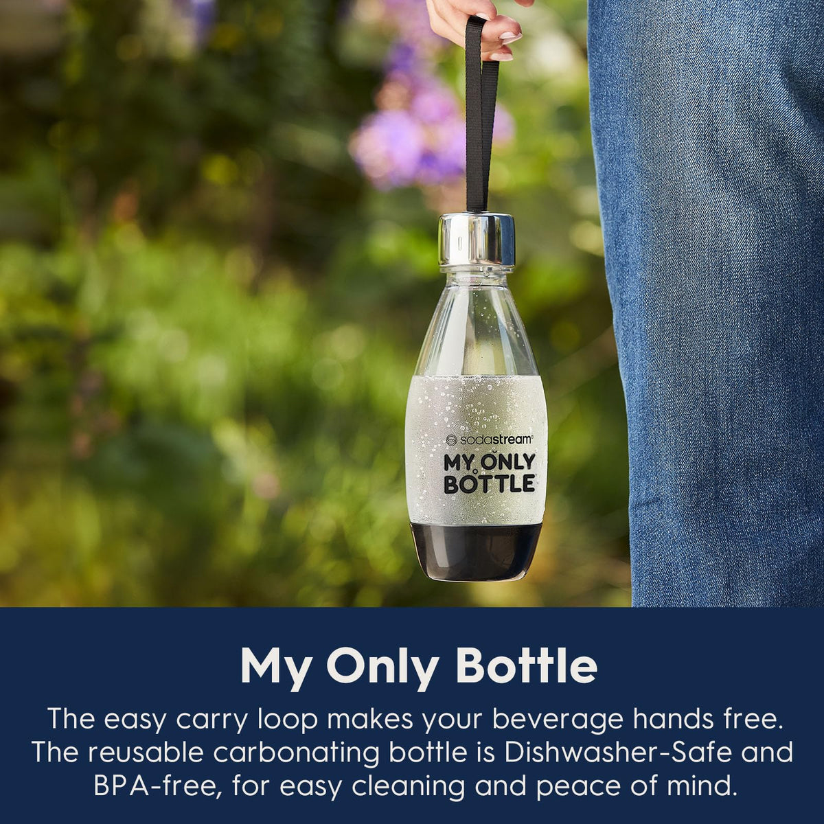 SodaStream ART 16 oz on-the-go bottle with carrying strap