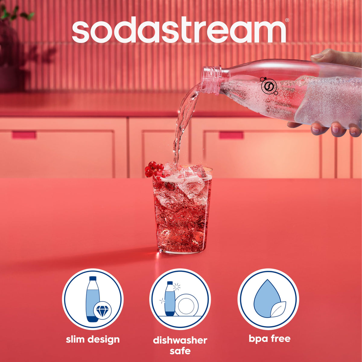 Sodastream bottle road-trip-ready white fits car cup holder and travels easily.