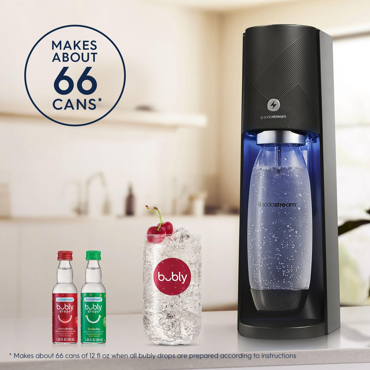 Sodastream E-TERRA 32oz dishwasher-safe bottles for reusable sparkling hydration.