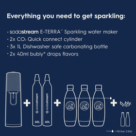 Sodastream E-TERRA dual CO2 cylinders enable extended fizz for gatherings.